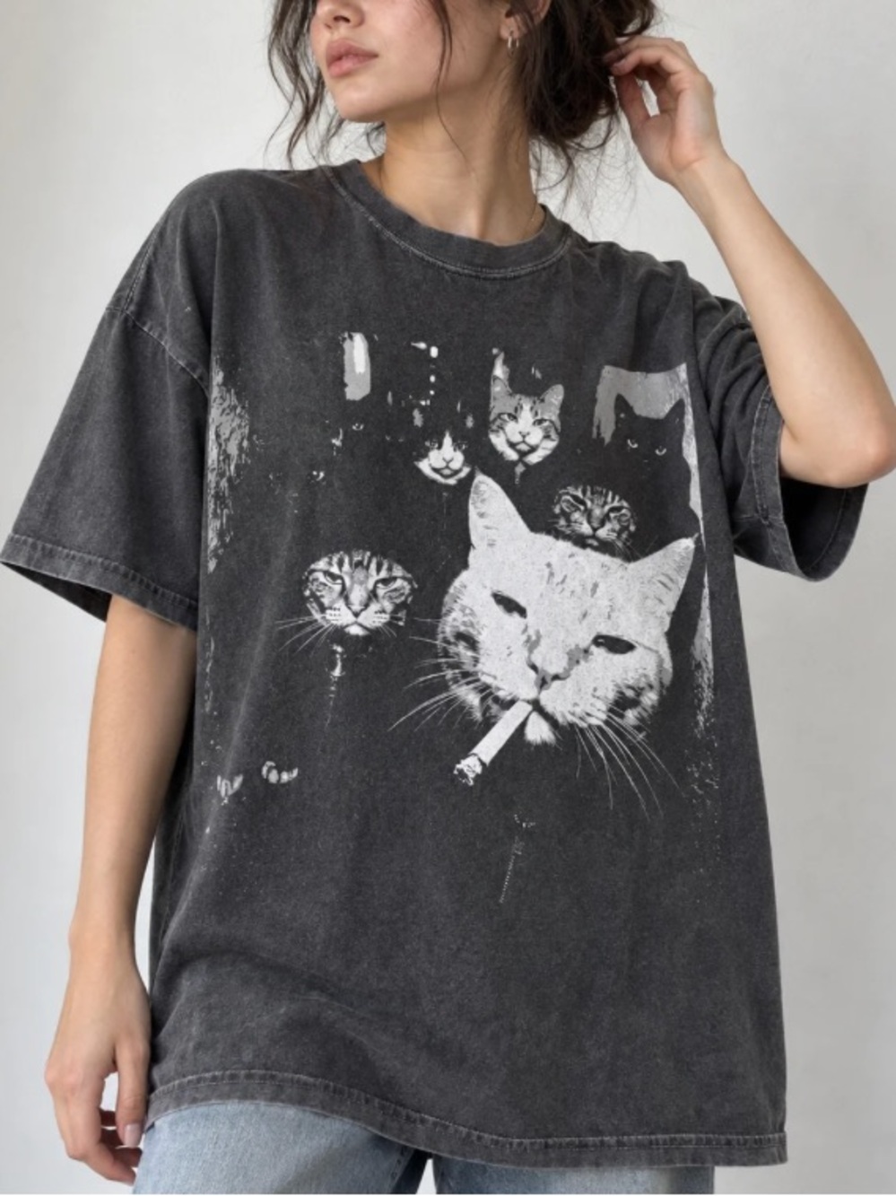 Funny Gangster Cat Shirt, Meme Cats Graphic Tee, Edgy Cat T-Shirt
